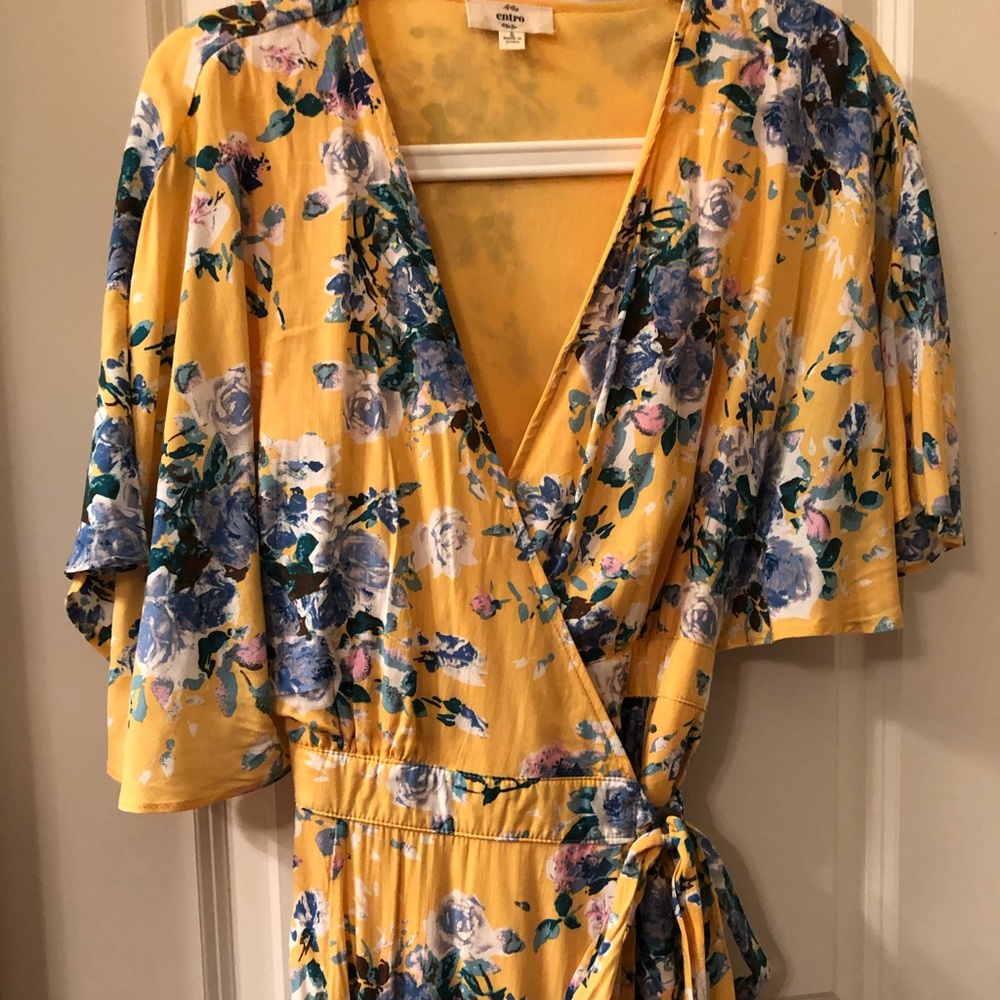 Chelsea & Violet Yellow Floral Maxi Wrap Dress